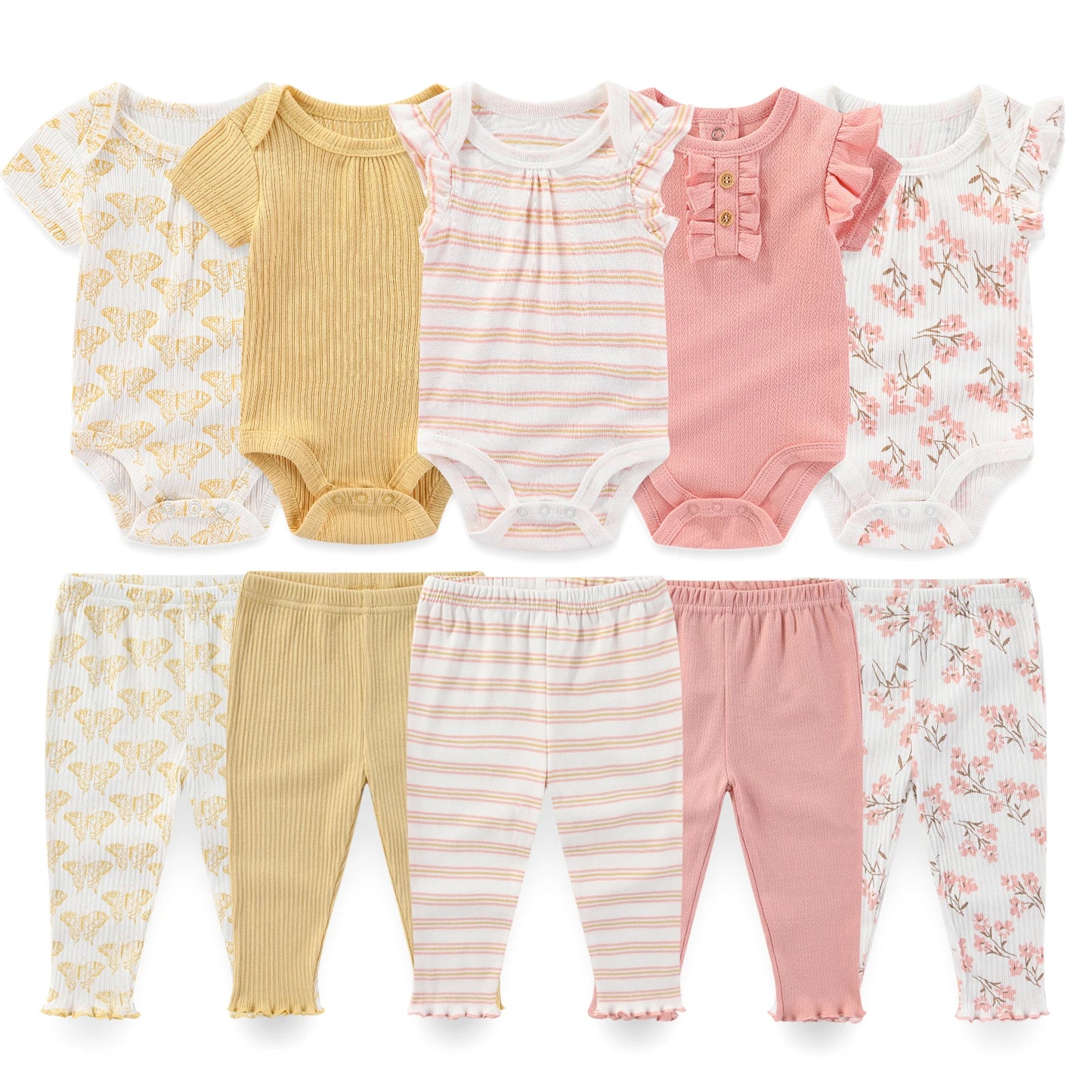 Kiddiezoom 10 Pcs Lot Four Seasons Unisex Baby Clothing Set