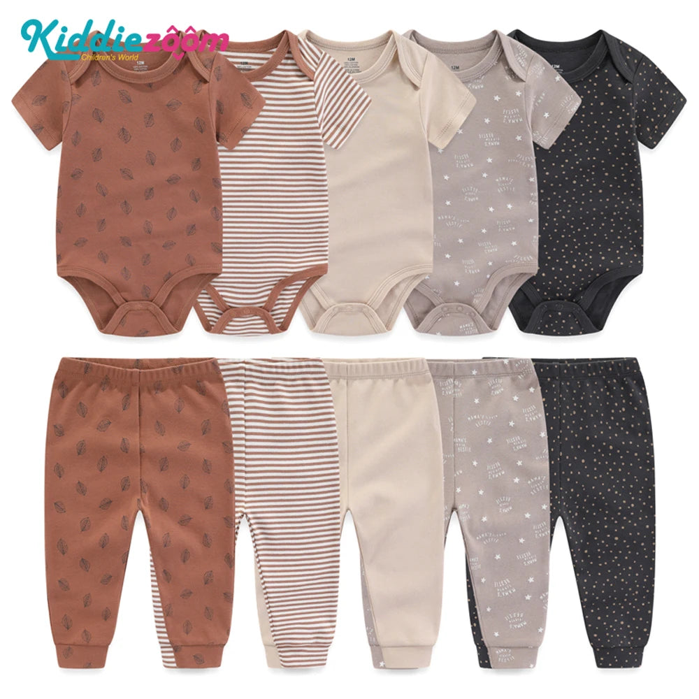Kiddiezoom 10 Pcs Lot Four Seasons Unisex Baby Clothing Set