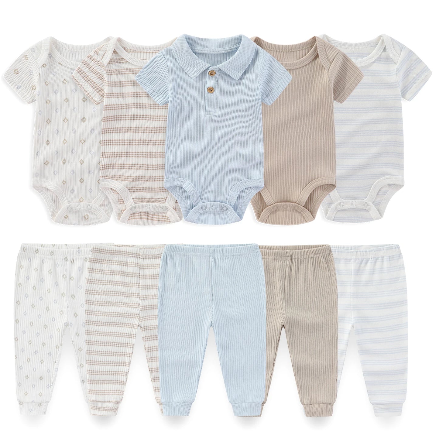 Kiddiezoom 10 Pcs Lot Four Seasons Unisex Baby Clothing Set