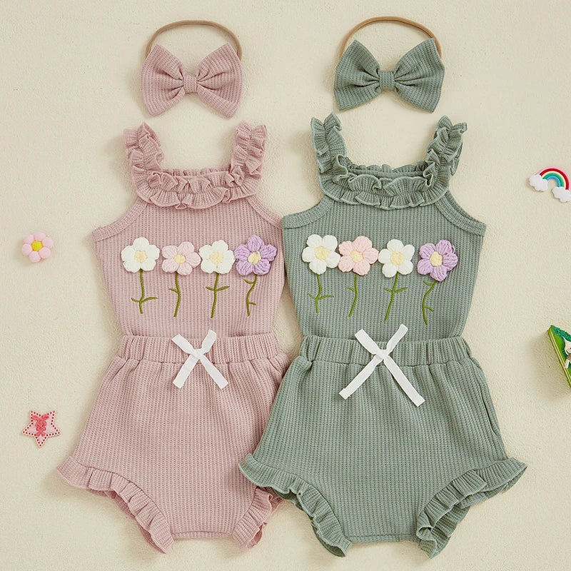 Toddler Girl Floral Romper Set Sleeveless Jumpsuit Summer Outfit