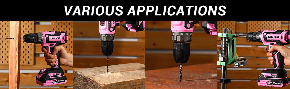 Power Drill Cordless: DEKO Pink 20V Electric Drill Set