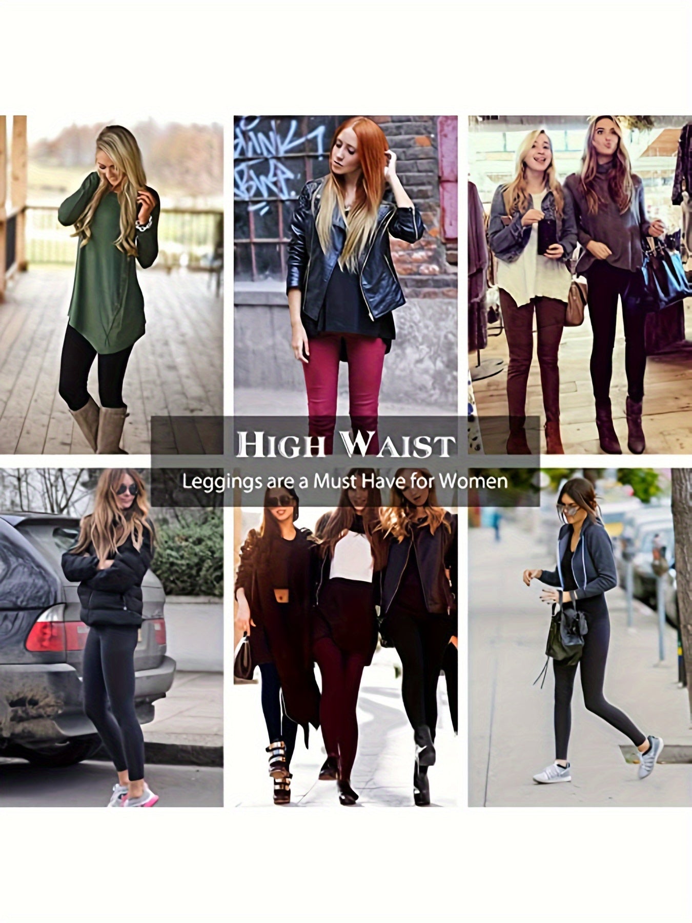 7pcs High-Waisted Fleece-Lined Leggings for Women