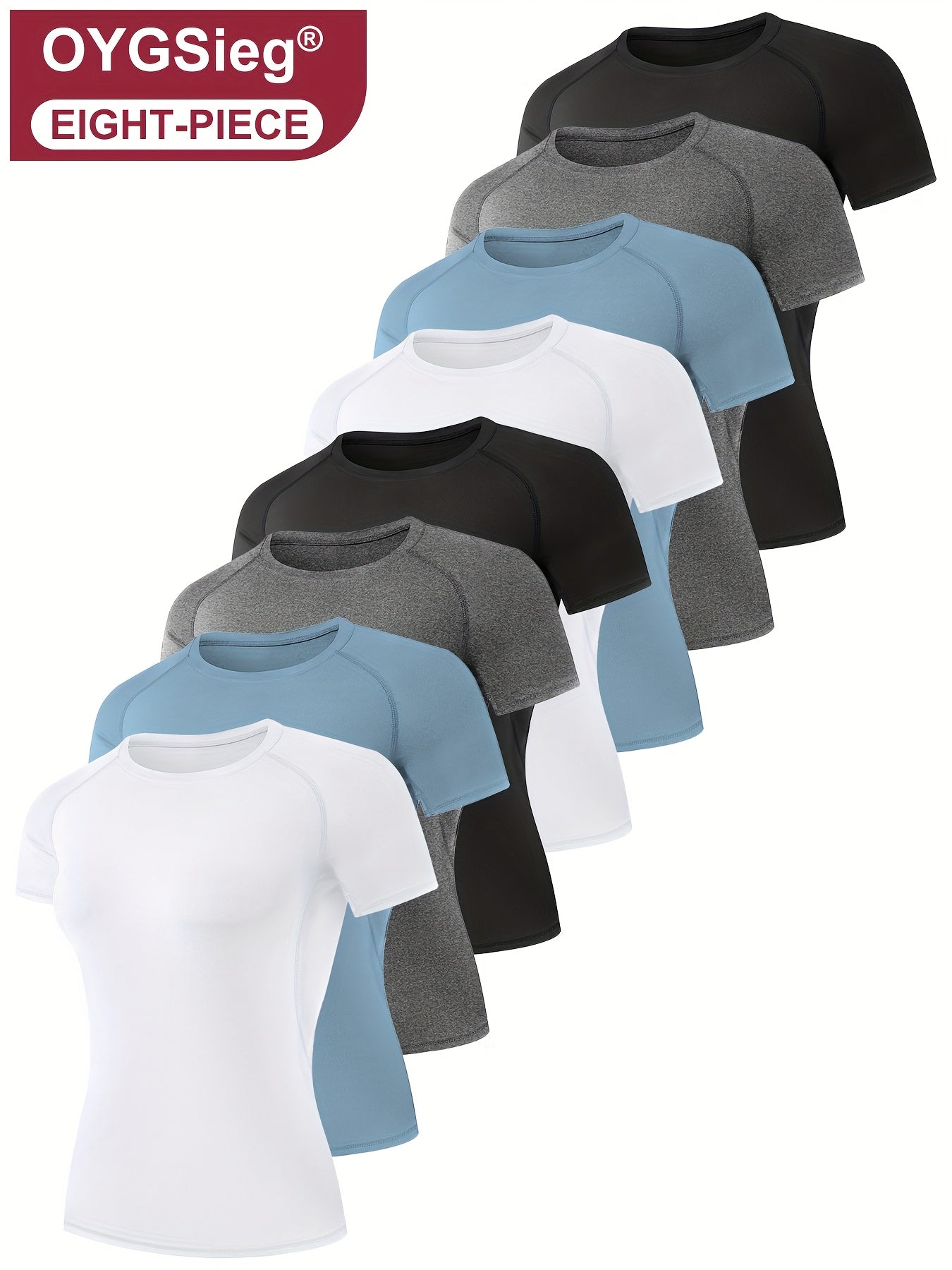 8pcs Women's Slim Fit Short Sleeve T-Shirts -