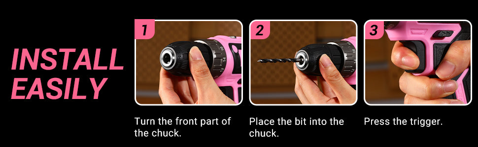 Power Drill Cordless: DEKO Pink 20V Electric Drill Set