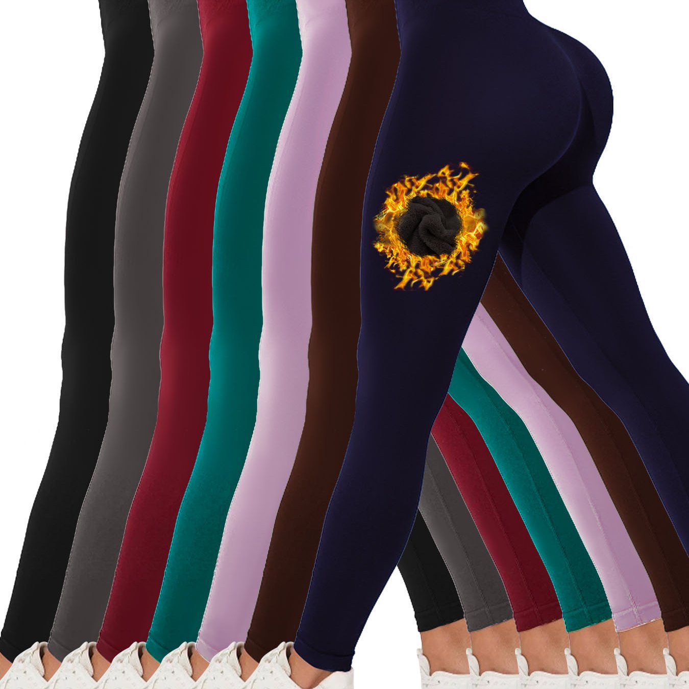 7pcs High-Waisted Fleece-Lined Leggings for Women