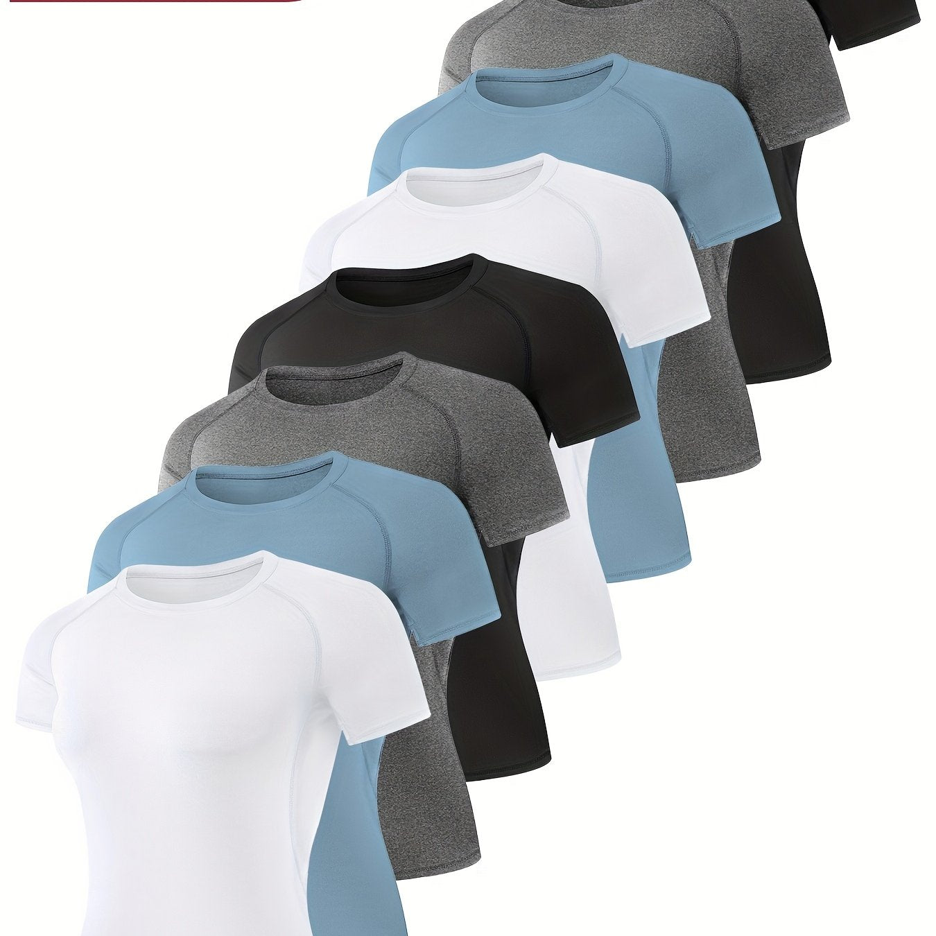 8pcs Women's Slim Fit Short Sleeve T-Shirts -