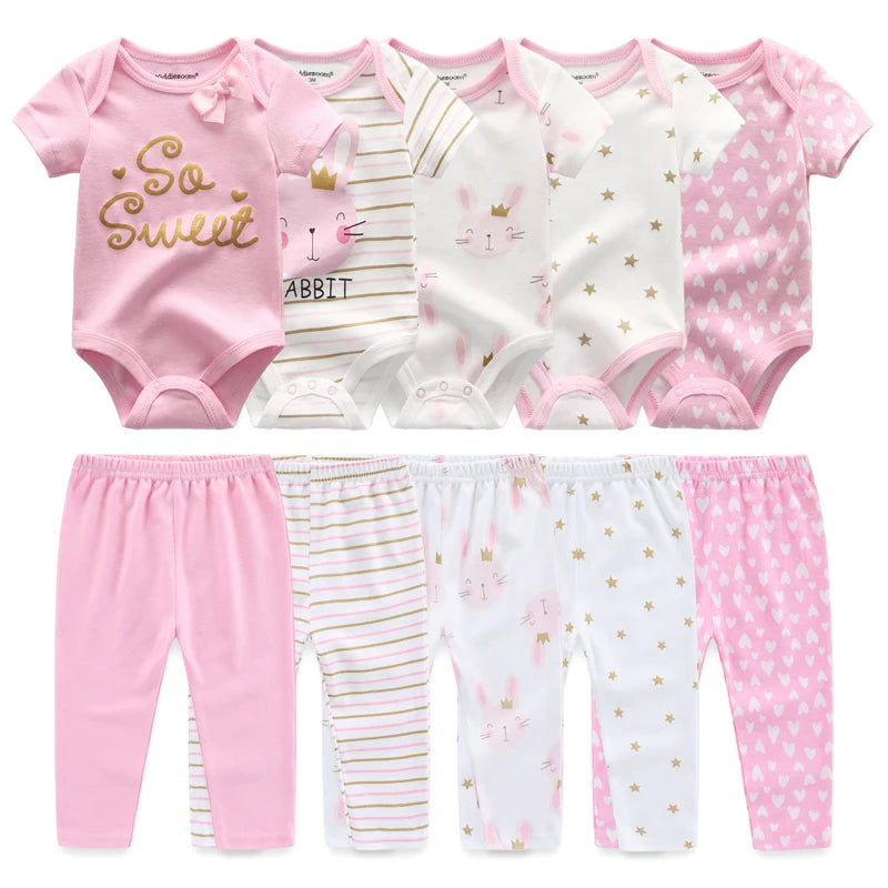 Kiddiezoom 10 Pcs Lot Four Seasons Unisex Baby Clothing Set