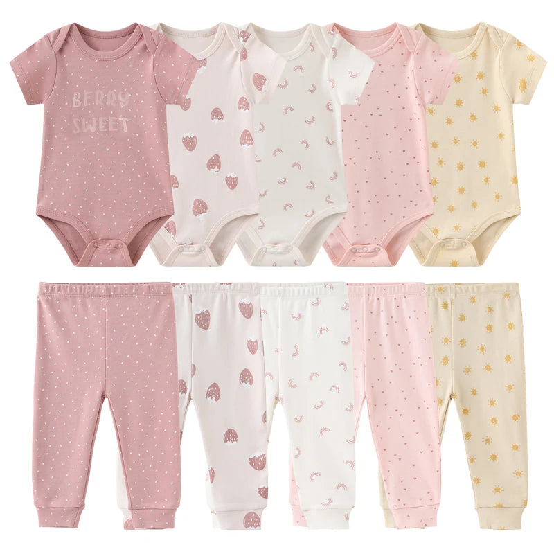 Kiddiezoom 10 Pcs Lot Four Seasons Unisex Baby Clothing Set