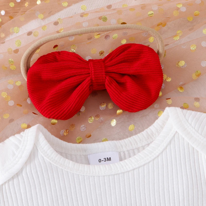 Adorable Toddler Girls Floral Romper Skirt Headband Set