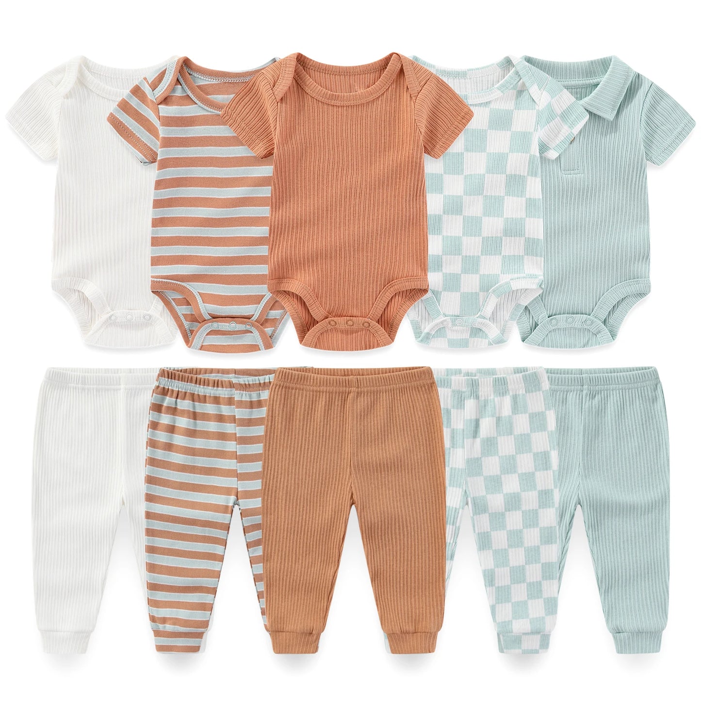 Kiddiezoom 10 Pcs Lot Four Seasons Unisex Baby Clothing Set