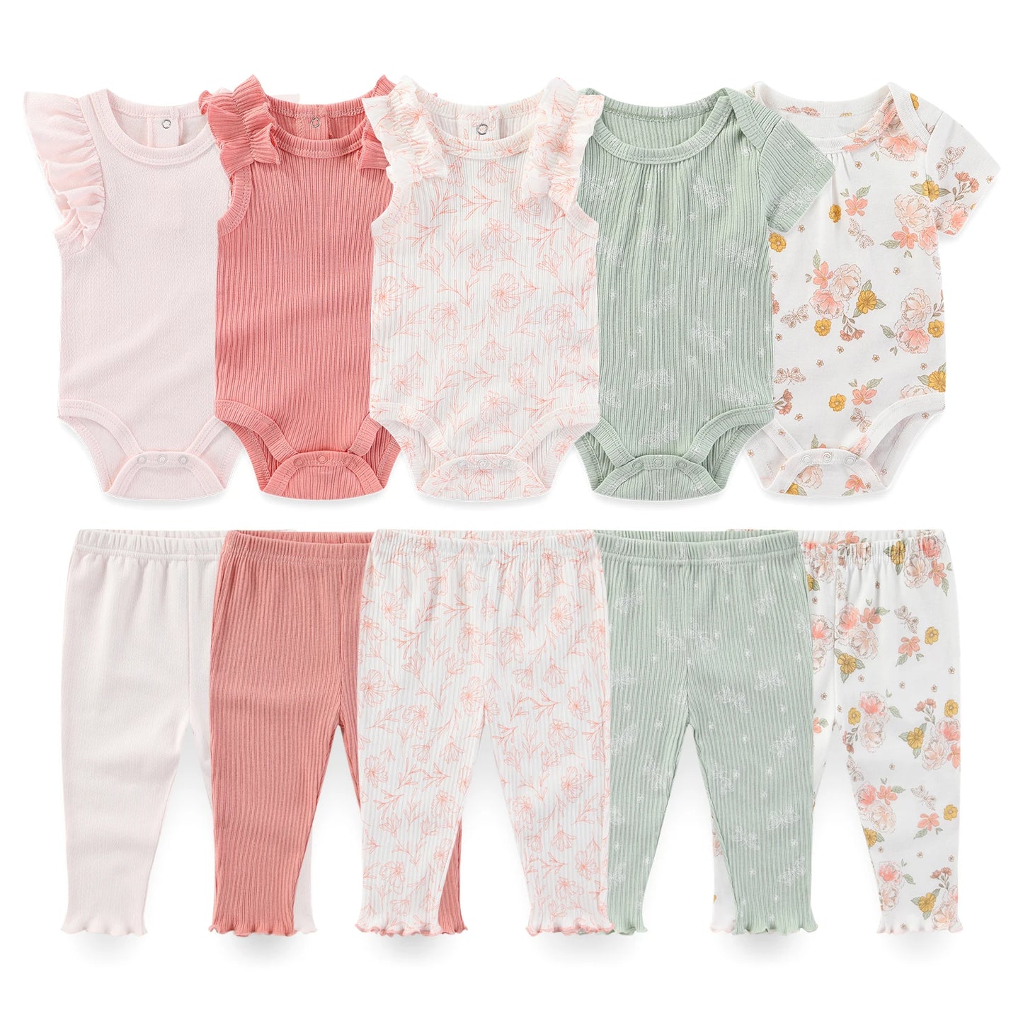 Kiddiezoom 10 Pcs Lot Four Seasons Unisex Baby Clothing Set