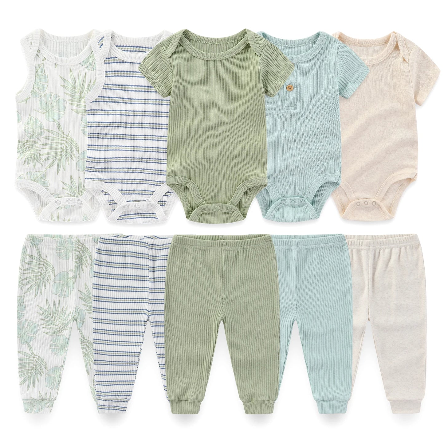 Kiddiezoom 10 Pcs Lot Four Seasons Unisex Baby Clothing Set