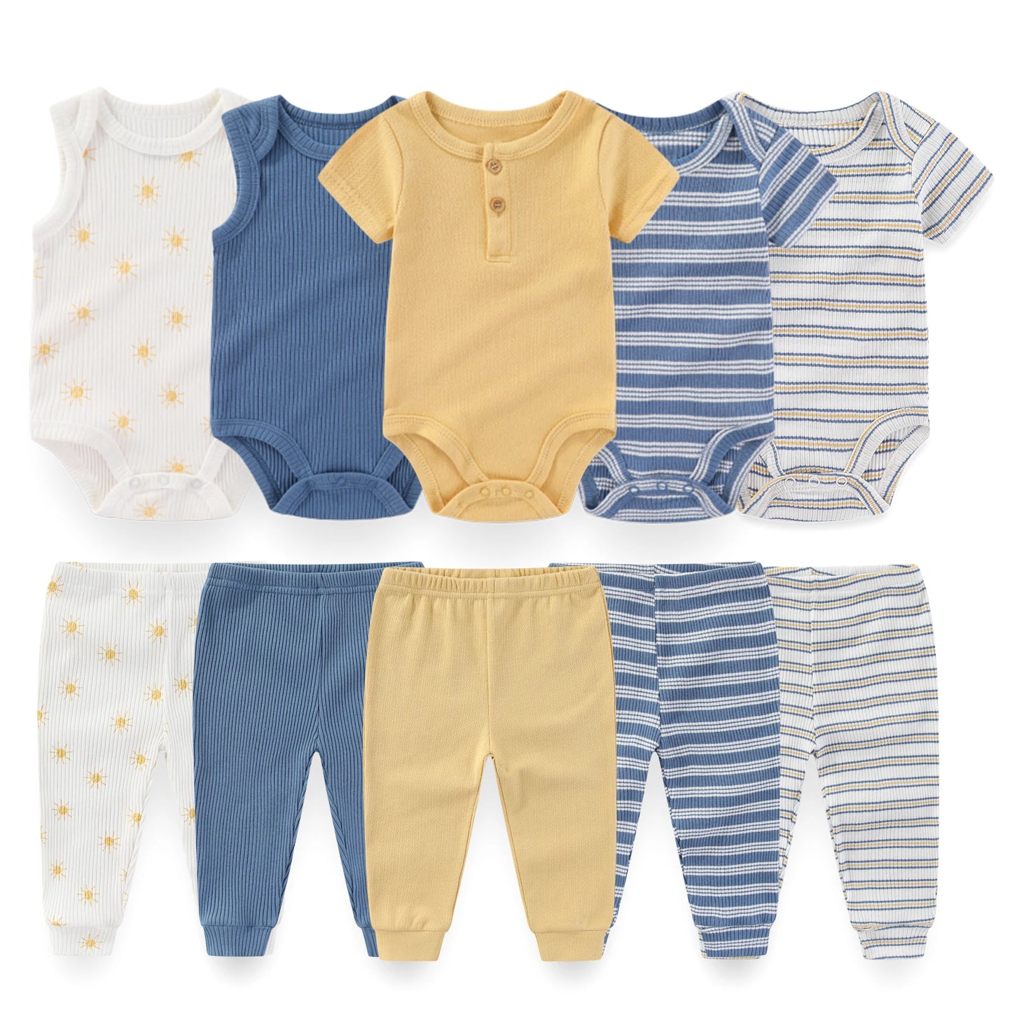 Kiddiezoom 10 Pcs Lot Four Seasons Unisex Baby Clothing Set